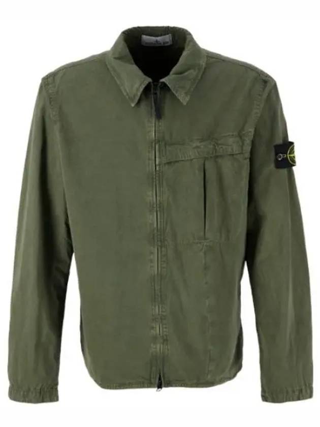 Organic Cotton Shirt Zip Up Jacket Musk - STONE ISLAND - BALAAN 2