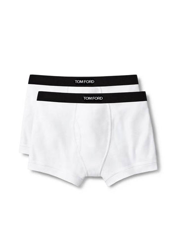 Men's Cotton Boxer Briefs White 2 Pack - TOM FORD - BALAAN 1