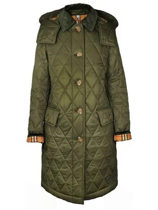 Women's Dereham Long Quilted Jacket Green - BURBERRY - BALAAN 2