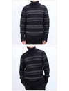 Men's Striped Cable Wool Turtleneck Black - SAINT LAURENT - BALAAN 3