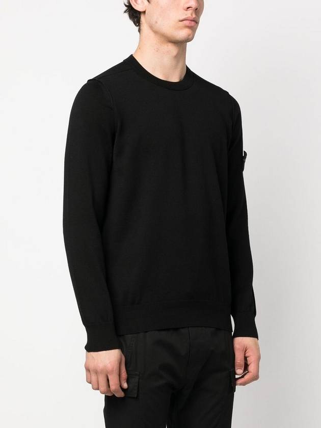 Logo Patch Knit Top Black - STONE ISLAND - BALAAN 3