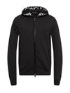 Men's Logo Hooded Zip-Up Black - MONCLER - BALAAN.