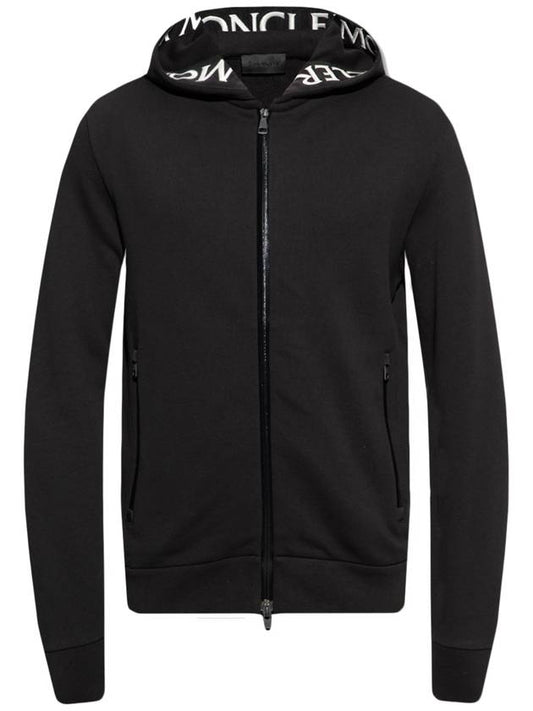 Men's Logo Zip Up Hoodie Black - MONCLER - BALAAN 1