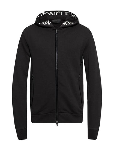 Men's Logo Zip Up Hoodie Black - MONCLER - BALAAN 1