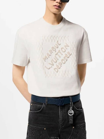 1AFV76 Embroidered Signature Cotton T Shirt - LOUIS VUITTON - BALAAN 1