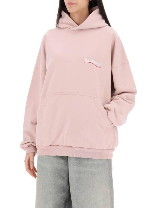 Embroidered Logo Cotton Hoodie Light Pink - BALENCIAGA - BALAAN 5