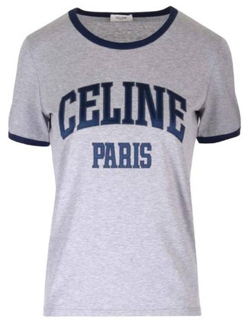 Paris 70s Round Neck Short Sleeve T-shirt Grey - CELINE - BALAAN 1