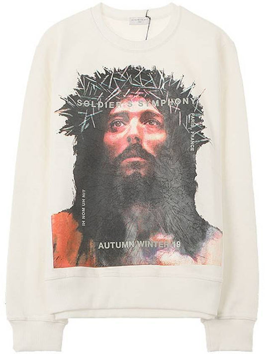 Jesus Print Crew Neck Sweatshirt White - IH NOM UH NIT - BALAAN 1