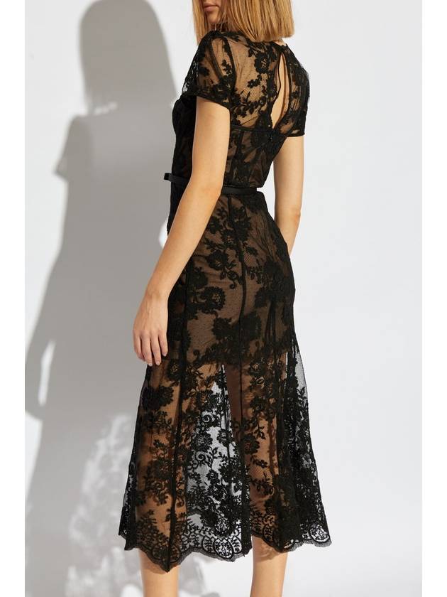 Self Portrait Lace Dress With Belt, Women's, Black - SELF PORTRAIT - BALAAN 4