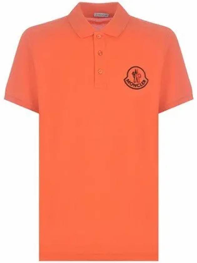 Men's Logo Embroidered PK Shirt Orange - MONCLER - BALAAN.
