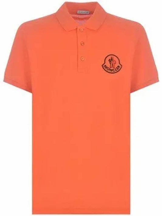 Embroidered Logo Short Sleeve Polo Shirt Orange - MONCLER - BALAAN 2