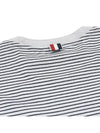 Striped Pocket Cotton Oversized Short Sleeve T-Shirt Blue - THOM BROWNE - BALAAN 7