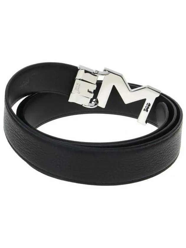 M Buckle Reversible Leather Belt Black - MONTBLANC - BALAAN 3