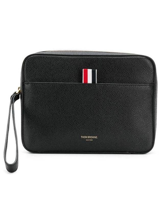 Tom Brown Logo Leather Clutch Black - THOM BROWNE - BALAAN 1