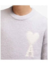 Intarsia Heart Logo Knit Top Earl Grey Ivory - AMI - BALAAN 4