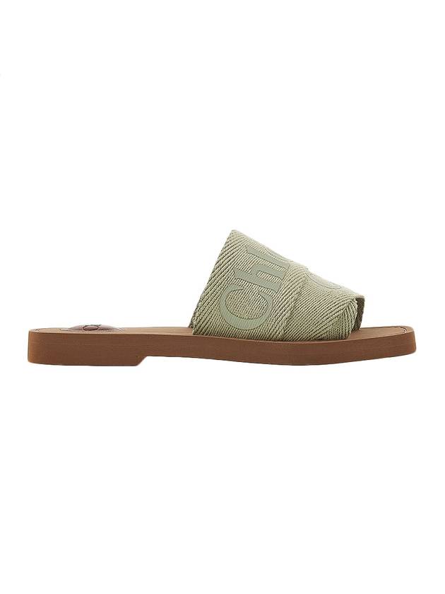 Woody Logo Flat Mule Slippers Green - CHLOE - BALAAN 3