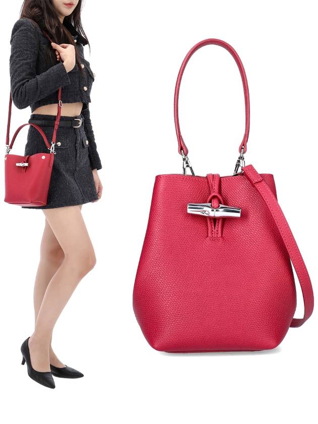 Le Roseau XS Leather Bucket Bag Beetroot - LONGCHAMP - BALAAN 2