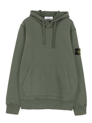 Wappen Patch Brushed Cotton Fleece Hoodie Khaki - STONE ISLAND - BALAAN 1