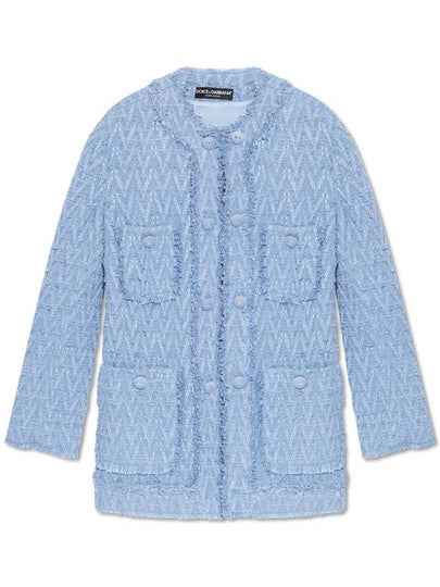 Single breasted cotton rush stitch jacket Azur - DOLCE&GABBANA - BALAAN 2