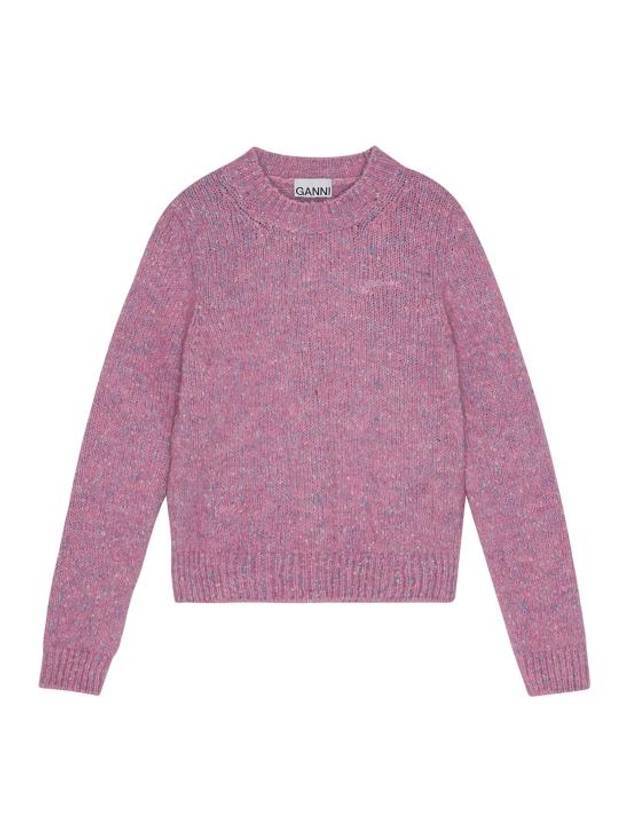 Cotton Mix Round Neck Knit Top Rose Violet - GANNI - BALAAN 1