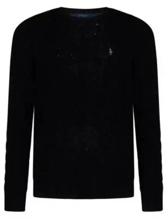 Embroid Logo Cable Knit Top Black - POLO RALPH LAUREN - BALAAN 2