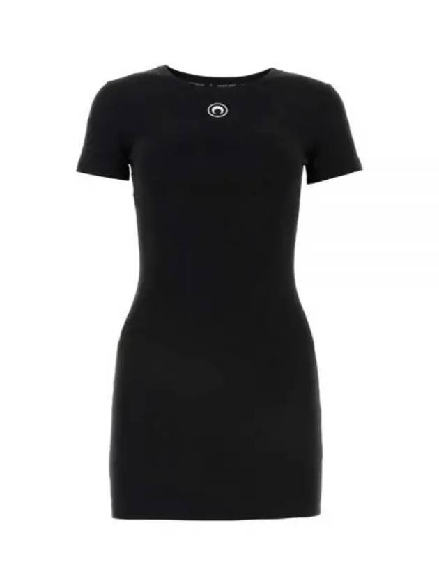 Logo Organic Cotton Short Dress Black - MARINE SERRE - BALAAN 2