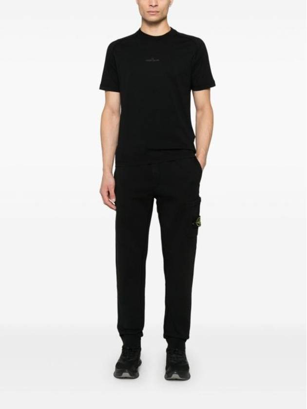 Logo Crew Neck Short Sleeve T-Shirt Black - STONE ISLAND - BALAAN 4