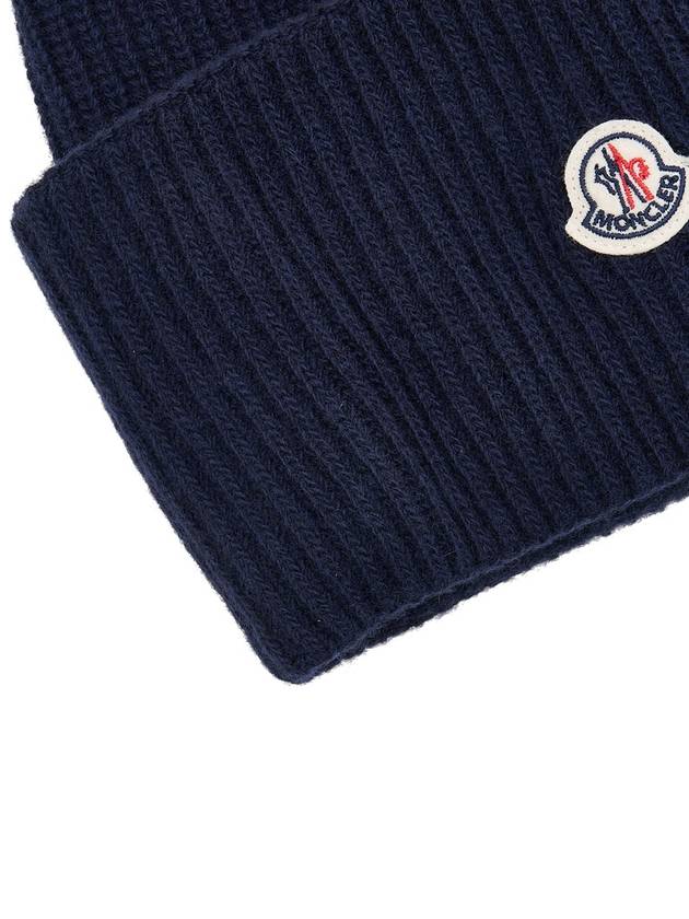 Logo Patch Wool Beanie 3B00048 M1241 750 - MONCLER - BALAAN 8