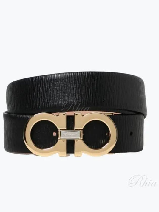 Reversible Gancini Leather Belt Black - SALVATORE FERRAGAMO - BALAAN 2