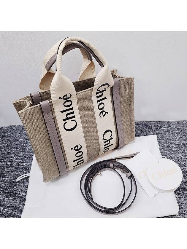 Woody Small Canvas Tote Bag Musk Grey - CHLOE - BALAAN 3