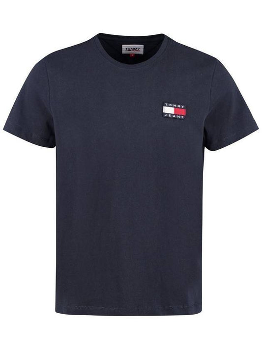 Crew Neck Logo Cotton Short Sleeve T-Shirt Navy - TOMMY HILFIGER - BALAAN 1