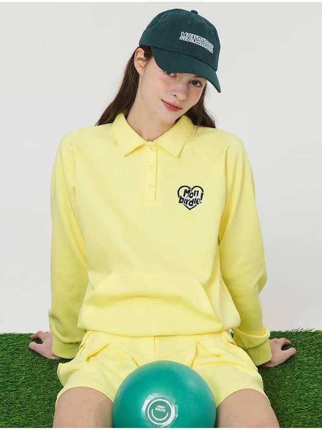 Heart logo point collar neck sweatshirt YELLOW - MONBIRDIE GOLF - BALAAN 9