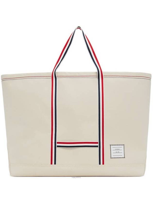 Double Face Cotton Canvas Tote Bag Off White - THOM BROWNE - BALAAN 1