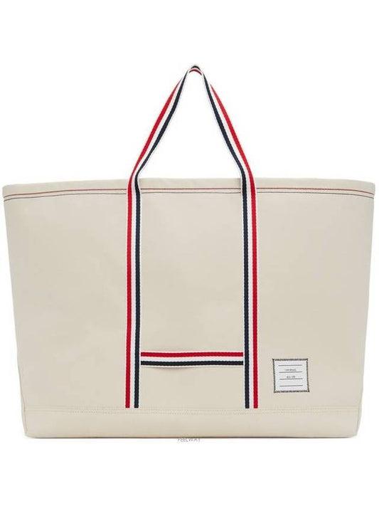 Double Face Cotton Canvas Tote Bag Offwhite - THOM BROWNE - BALAAN 1