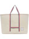 Double Face Cotton Canvas Tote Bag Off White - THOM BROWNE - BALAAN 1