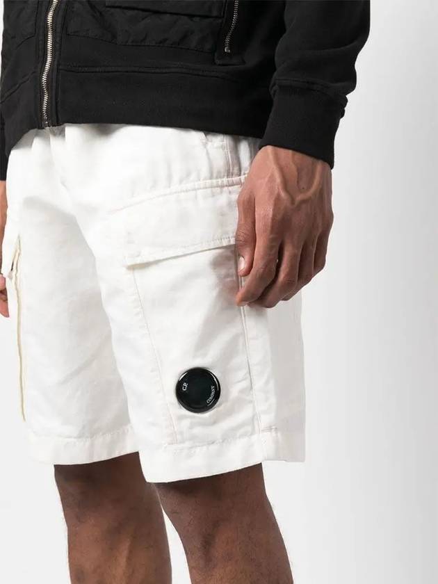 Logo Decorated Cargo Shorts White - CP COMPANY - BALAAN 4