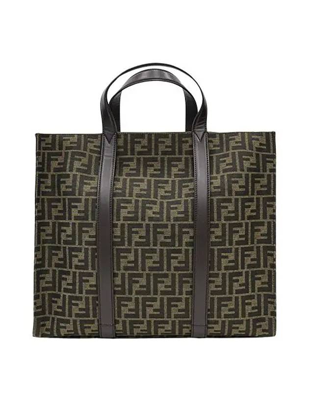 FF Jacquard Fabric Shopper Tote Bag Brown - FENDI - BALAAN 8