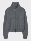 High neck zip up knit jacket gray - NOIRER - BALAAN 3