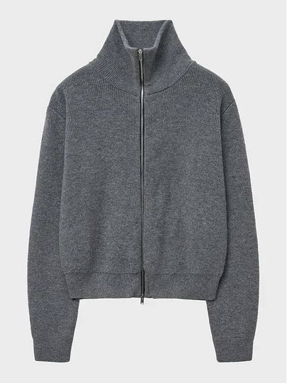 High neck zip up knit jacket gray - NOIRER - BALAAN 2