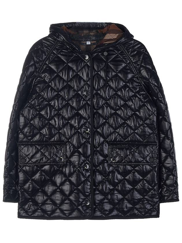 Diamond Quilted Reversible Hooded Jacket Brown Black - BURBERRY - BALAAN 3