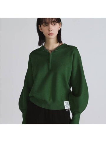 Half Zip-Up Pullover Hoodie Green - THE GREEN LAB - BALAAN 1