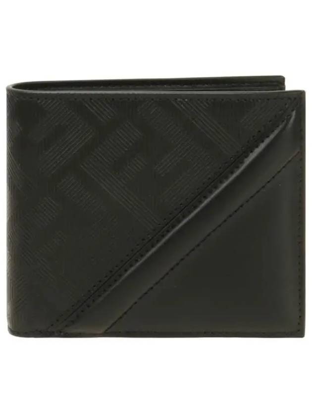 Shadow Diagonal Leather Half Wallet Black - FENDI - BALAAN 2