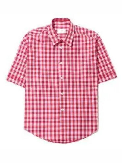 Check Pattern Short Sleeve Shirt Red - AMI - BALAAN 2