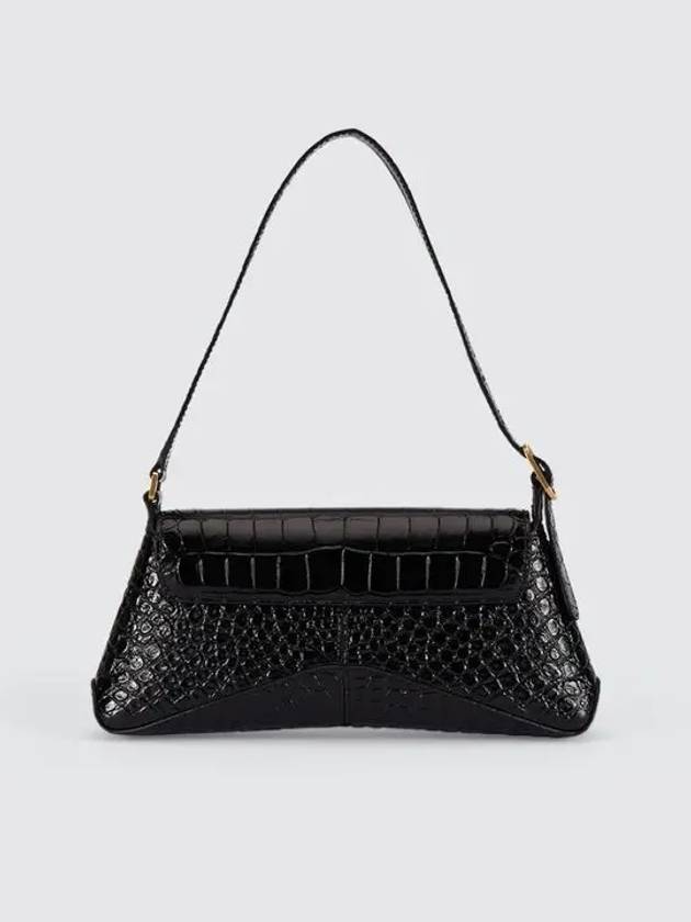 BB Logo Crocodile Embossed XX Small Flap Shoulder Bag Black - BALENCIAGA - BALAAN 3