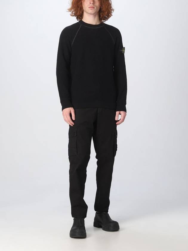 Raw Cotton Badge Crew Neck Knit Top Black - STONE ISLAND - BALAAN 4