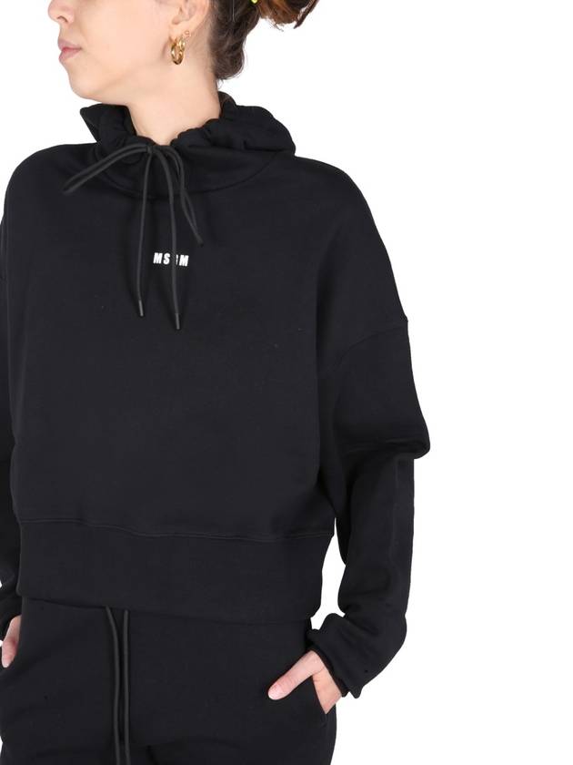 Micro Logo Print Cotton Hoodie Black - MSGM - BALAAN 6