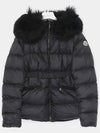 BOED patch logo belted hood black fur padded women s jacket 1A00095 595FE 999 - MONCLER - BALAAN 3