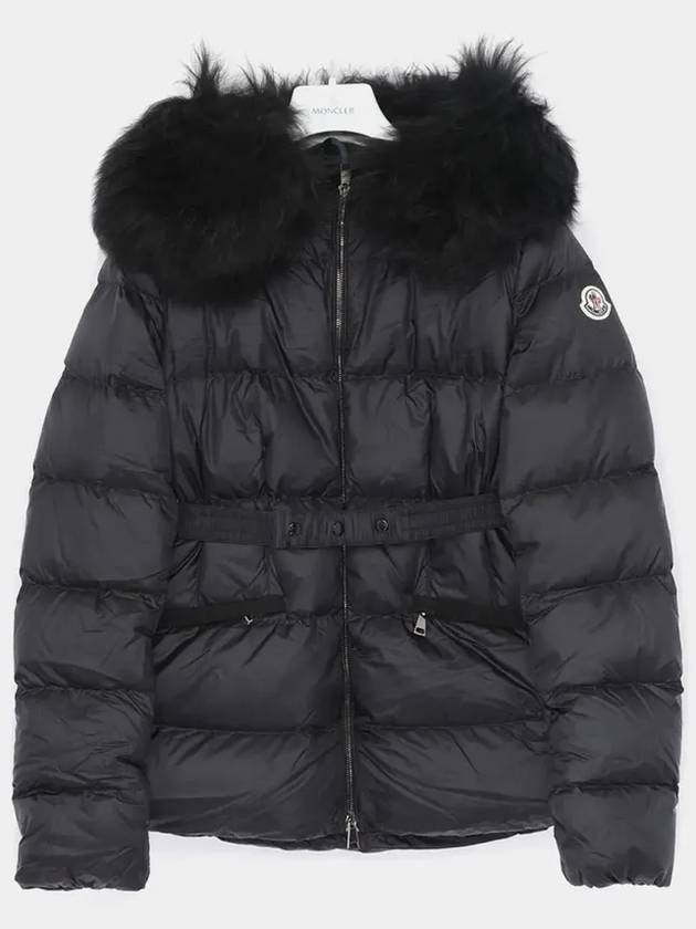 BOED patch logo belted hood black fur padded women s jacket 1A00095 595FE 999 - MONCLER - BALAAN 3