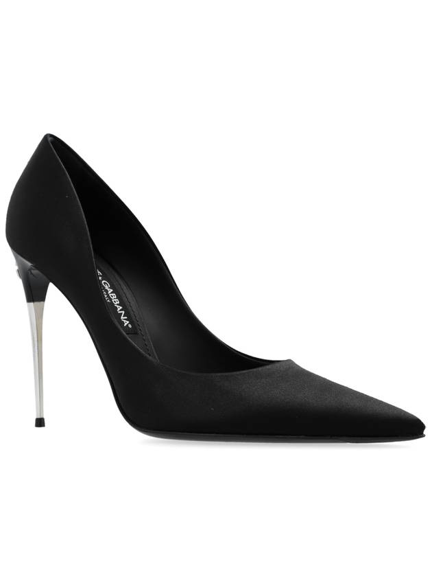 DC logo lettering pointed toe satin Pumps black - DOLCE&GABBANA - BALAAN 5