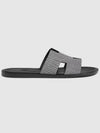 Men's Izmir Sandals Calfskin Chevron Black - HERMES - BALAAN 8